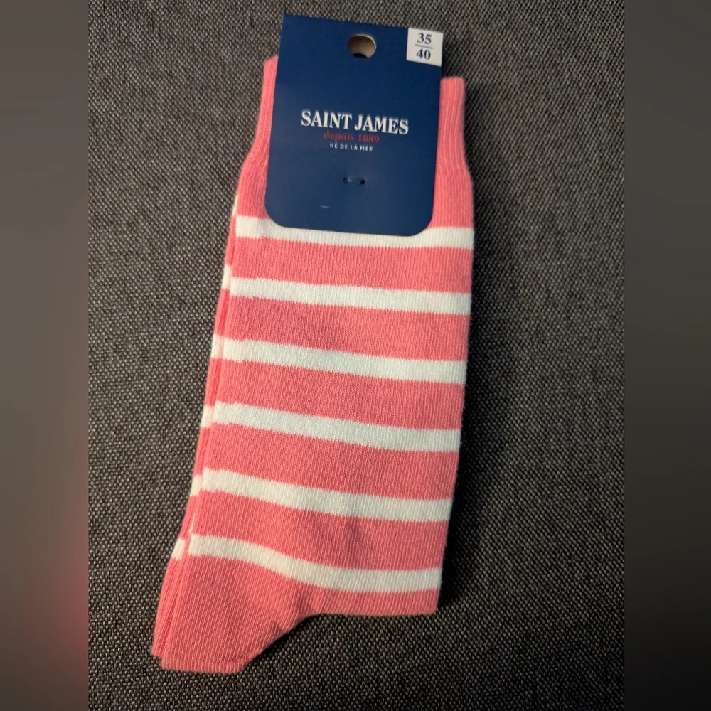 Saint James Coral and White Casual Socks